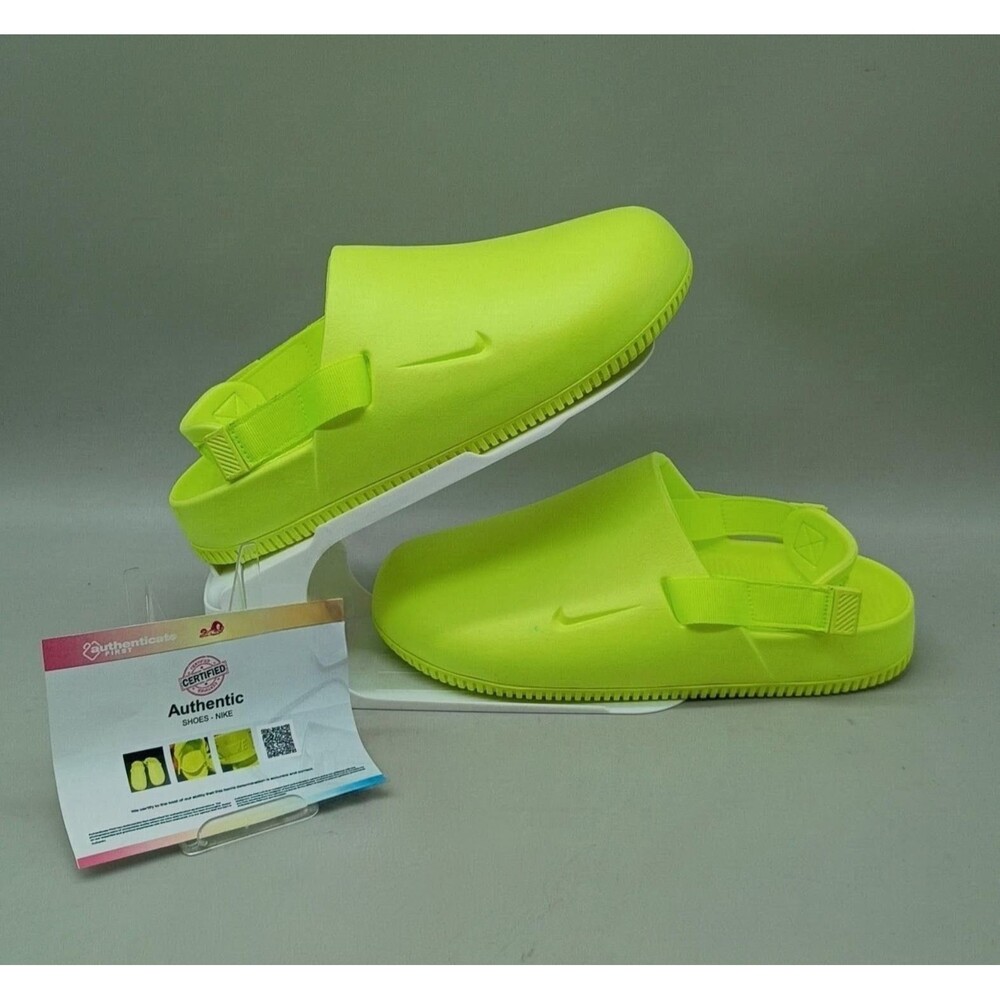 NWOT Nike Calm Mule Volt Lime Green Neon Yellow Foam FD5130-700 US M8 /W9 W COA